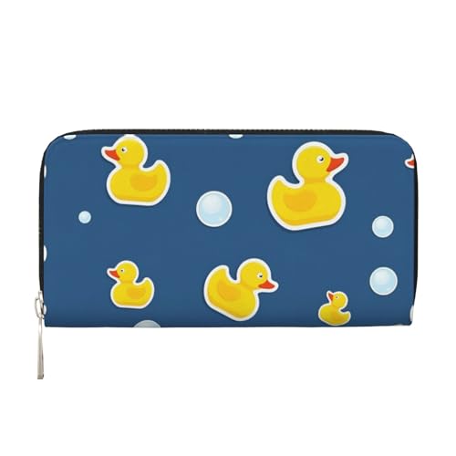 LXqlSS Damen-Geldbörse mit Entenmuster, Leder, Clutch, mit Reißverschluss, großes Fassungsvermögen von LXqlSS