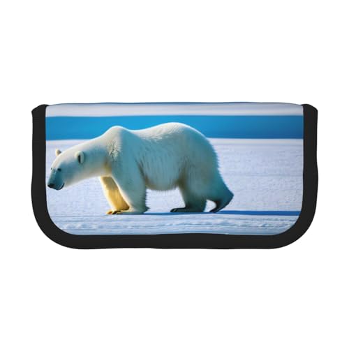 LXqlSS Eisbär-Federmäppchen, niedliches Federmäppchen, 3 Fächer, Multifunktions-Bleistiftbox mit Reißverschluss, Organizer, Stifte-Tasche, Schreibwaren von LXqlSS