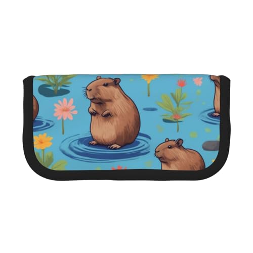 LXqlSS Federmäppchen mit Meerschweinchen-Illustration, niedliches Federmäppchen, 3 Fächer, Multifunktions-Bleistiftbox mit Reißverschluss, Organizer-Bleistifttasche, Schreibwaren von LXqlSS