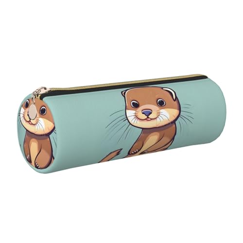 LXqlSS Federmäppchen mit süßem Otter-Design, Leder, Reißverschluss, Federmappe für Kugelschreiber, Tintenroller und Bleistifte von LXqlSS