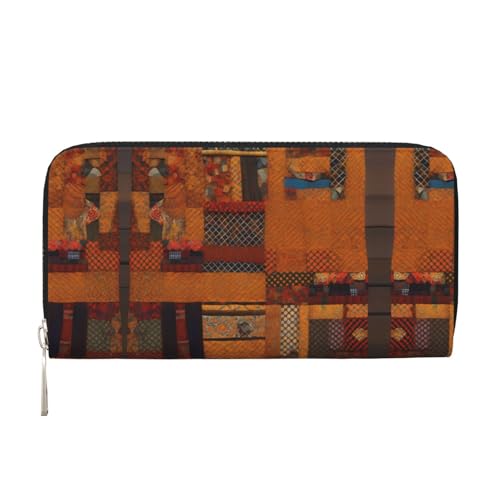 LXqlSS Geldbörse aus afrikanischem Textil, Patchwork-Druck, Leder, für Damen und Herren, Clutch-Geldbörse mit Reißverschluss, großes Fassungsvermögen von LXqlSS