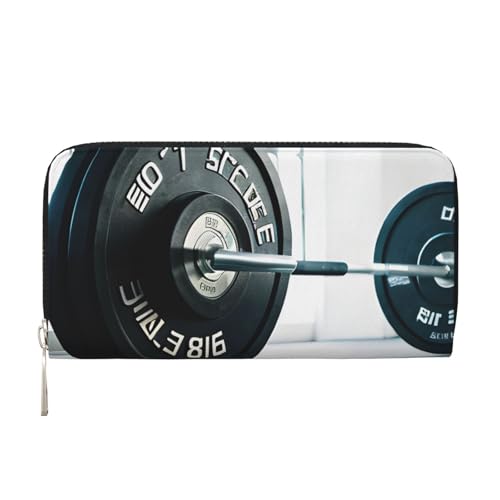LXqlSS Geldbörse für Gewichtheben, Sportdruck, Leder, für Damen und Herren, Clutch-Geldbörse mit Reißverschluss, großes Fassungsvermögen von LXqlSS