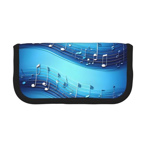 LXqlSS Himmelblaues Federmäppchen mit Musiknoten, 3 Fächer, Multifunktions-Bleistiftbox mit Reißverschluss, Organizer-Bleistifttasche, Schreibwaren von LXqlSS