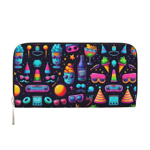 LXqlSS Leder-Geldbörse mit Einhorn-Motiv für Damen und Herren, Clutch-Geldbörse mit Reißverschluss, großes Fassungsvermögen von LXqlSS