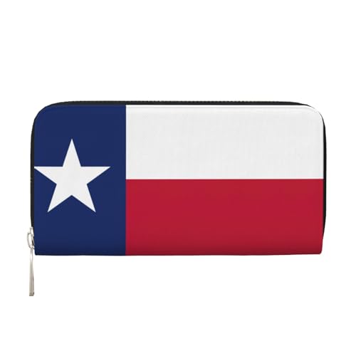 LXqlSS Leder-Geldbörse mit Texas-Motiv, für Damen und Herren, Clutch-Geldbörse mit Reißverschluss, großes Fassungsvermögen von LXqlSS
