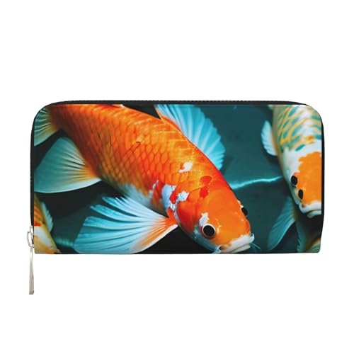 LXqlSS Ledergeldbörse für Damen und Herren, mit Reißverschluss, großes Fassungsvermögen von LXqlSS