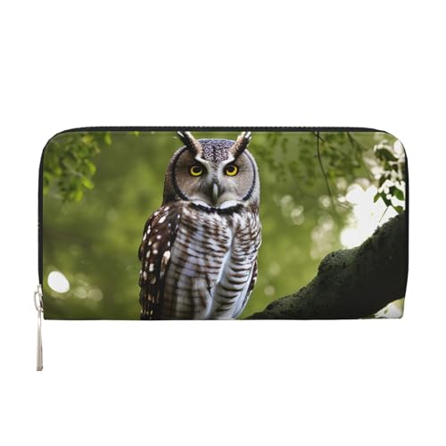 LXqlSS Ledergeldbörse mit Eulen-Motiv, für Damen und Herren, mit Reißverschluss, großes Fassungsvermögen von LXqlSS