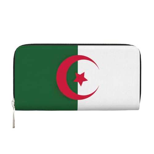LXqlSS Ledergeldbörse mit Flagge von Algerien, für Damen und Herren, mit Reißverschluss, großes Fassungsvermögen von LXqlSS
