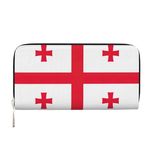LXqlSS Ledergeldbörse mit Flagge von Georgia, für Damen und Herren, mit Reißverschluss, großes Fassungsvermögen von LXqlSS