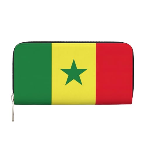 LXqlSS Ledergeldbörse mit Flagge von Senegal, für Damen und Herren, mit Reißverschluss, großes Fassungsvermögen von LXqlSS