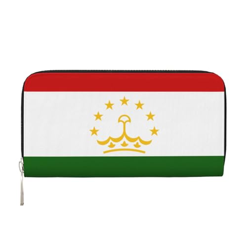 LXqlSS Ledergeldbörse mit Flagge von Tadschikistan, für Damen und Herren, mit Reißverschluss, großes Fassungsvermögen von LXqlSS