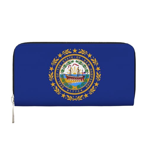 LXqlSS Ledergeldbörse mit Hampshire-Staatsflagge, für Damen und Herren, Clutch-Geldbörse mit Reißverschluss, großes Fassungsvermögen von LXqlSS
