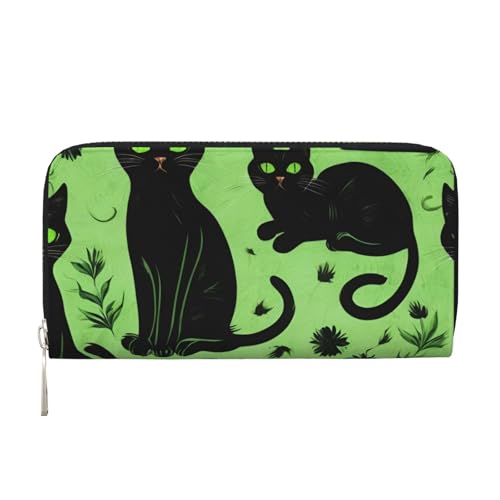 LXqlSS Ledergeldbörse mit Katzendruck, für Damen und Herren, Clutch, mit Reißverschluss, großes Fassungsvermögen von LXqlSS