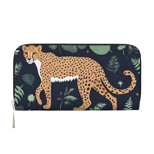 LXqlSS Ledergeldbörse mit Leopardenmuster für Damen und Herren, Clutch-Geldbörse mit Reißverschluss, großes Fassungsvermögen von LXqlSS