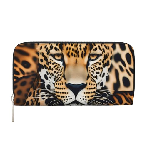 LXqlSS Ledergeldbörse mit Leopardenmuster für Damen und Herren, mit Reißverschluss, großes Fassungsvermögen von LXqlSS