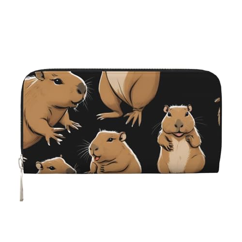 LXqlSS Ledergeldbörse mit Meerschweinchen-Aufdruck, für Damen und Herren, Clutch-Geldbörse mit Reißverschluss, großes Fassungsvermögen von LXqlSS