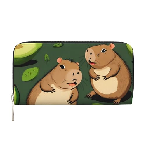 LXqlSS Ledergeldbörse mit Meerschweinchen-Aufdruck, für Damen und Herren, Clutch-Geldbörse mit Reißverschluss, großes Fassungsvermögen von LXqlSS