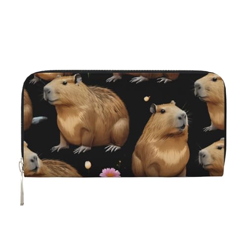 LXqlSS Ledergeldbörse mit Meerschweinchen-Aufdruck, für Damen und Herren, Clutch-Geldbörse mit Reißverschluss, großes Fassungsvermögen von LXqlSS