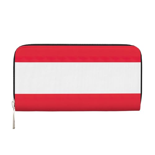 LXqlSS Ledergeldbörse mit Österreichischer Flagge, für Damen und Herren, mit Reißverschluss, großes Fassungsvermögen von LXqlSS