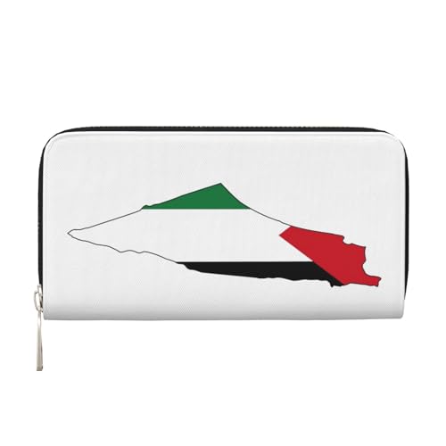 LXqlSS Ledergeldbörse mit Palästina-Flagge, für Damen und Herren, Clutch-Geldbörse mit Reißverschluss, großes Fassungsvermögen von LXqlSS