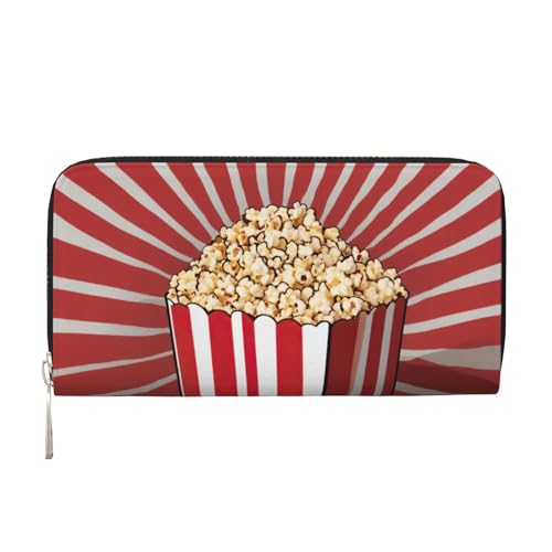 LXqlSS Ledergeldbörse mit Popcorn-Aufdruck, für Damen und Herren, mit Reißverschluss, großes Fassungsvermögen von LXqlSS