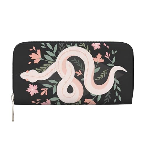 LXqlSS Ledergeldbörse mit Schlangenleder-Aufdruck, für Damen und Herren, mit Reißverschluss, großes Fassungsvermögen, Schwarz und Weiß von LXqlSS