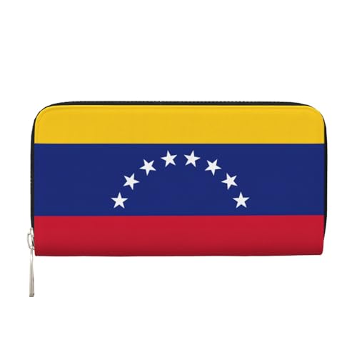 LXqlSS Ledergeldbörse mit Venezuela-Flagge für Damen und Herren, Damen-Geldbörse mit Reißverschluss, großes Fassungsvermögen von LXqlSS