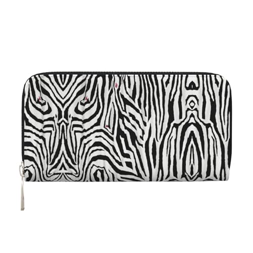 LXqlSS Ledergeldbörse mit Zebra-Aufdruck, für Damen und Herren, mit Reißverschluss, großes Fassungsvermögen von LXqlSS