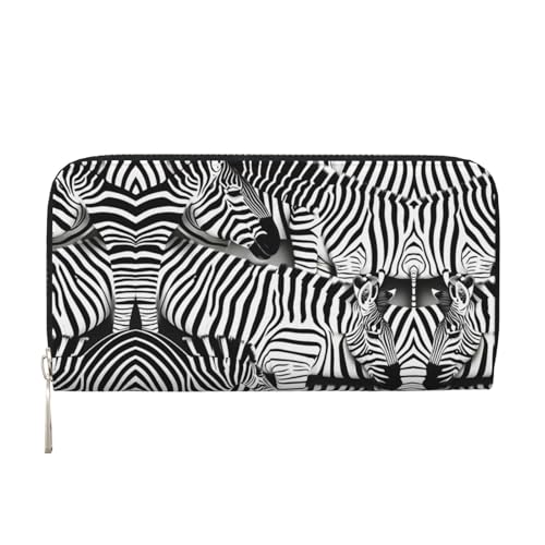 LXqlSS Ledergeldbörse mit Zebramuster, für Damen und Herren, Clutch, mit Reißverschluss, großes Fassungsvermögen von LXqlSS