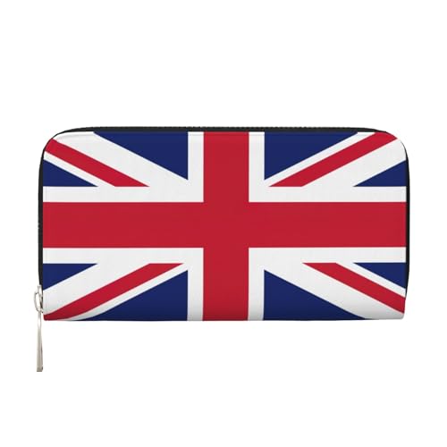LXqlSS Ledergeldbörse mit britischer Flagge, für Damen und Herren, mit Reißverschluss, großes Fassungsvermögen von LXqlSS