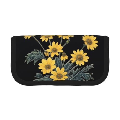 LXqlSS Niedliches Federmäppchen mit Gänseblümchen-Motiv, 3 Fächer, Multifunktions-Bleistiftbox mit Reißverschluss, Organizer für Stifte und Schreibwaren von LXqlSS