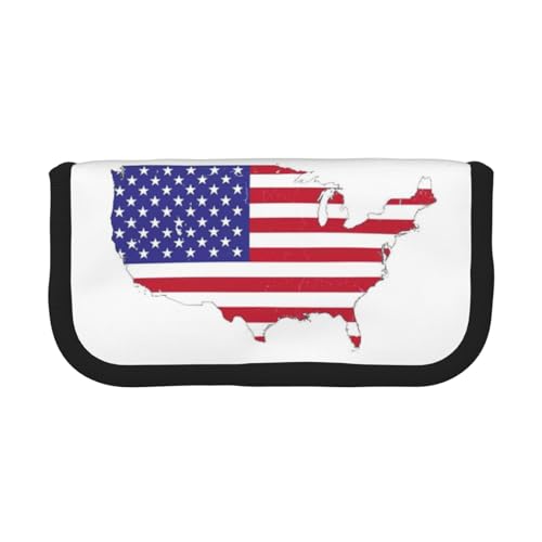 LXqlSS Niedliches Federmäppchen mit USA-Flagge, 3 Fächer, Multifunktions-Bleistiftbox mit Reißverschluss, Organizer, Federmäppchen, Schreibwaren von LXqlSS