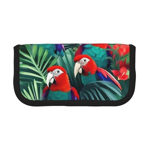 LXqlSS Niedliches Federmäppchen mit tropischem Blumenmotiv und 3 Fächern, multifunktionales Federmäppchen mit Reißverschluss, Organizer für Stifte und Schreibwaren von LXqlSS