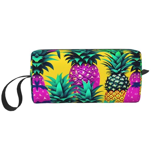 LXqlSS RXZER23 Kosmetiktasche für Damen, bunte Ananas-Aufbewahrungstasche, Reise-Aufbewahrungstasche, für den täglichen Empfang, Kulturbeutel mit großem Fassungsvermögen, Farbe:, weiß, Talla única von LXqlSS