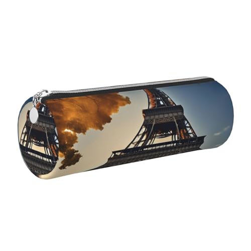 LXqlSS Schönes Federmäppchen mit Reißverschluss, Motiv: Eiffelturm, Paris, Leder, Federmappe für Kugelschreiber, Tintenroller und Bleistifte von LXqlSS