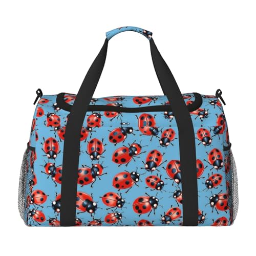 Ladybugs On A Background Print Weekender Overnight Carry On Bag Gym Luggage Bag Duffel Bag for Travel Women, Schwarz, Einheitsgröße von LXqlSS