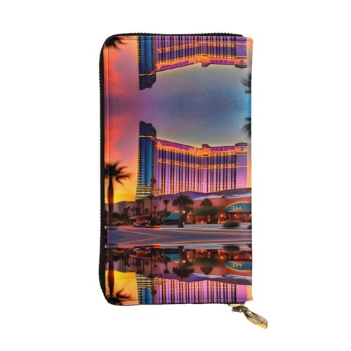 Las Vegas Sunset 1 Ledergeldbörse für Damen und Herren, große Geldscheine mit 12 Kartenfächern, Brieftasche, Reisepasshülle, Las Vegas Sunset 1, Einheitsgröße von LXqlSS