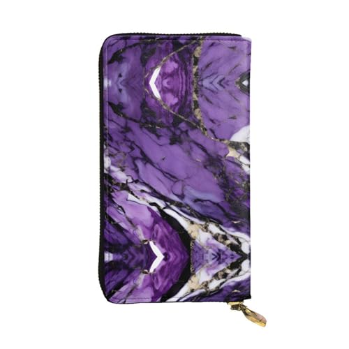 Ledergeldbörse für Damen und Herren, Motiv: Nachthimmel mit Bäumen, große Geldscheine mit 12 Kartenfächern, Brieftasche, Reisepasshülle, Marmor lila, Einheitsgröße von LXqlSS