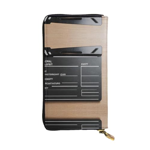 Ledergeldbörse für Damen und Herren, große Geldscheine mit 12 Kartenfächern, Brieftasche, Reisepass-Brieftasche, Violett, Movies Clapperboard, Einheitsgröße von LXqlSS