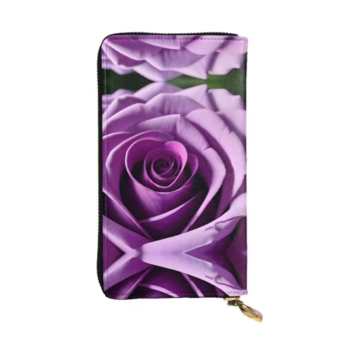 Ledergeldbörse für Damen und Herren, große Geldscheine mit 12 Kartenfächern, Brieftasche, Reisepass-Brieftasche, Violett, Purple Rose, Einheitsgröße von LXqlSS
