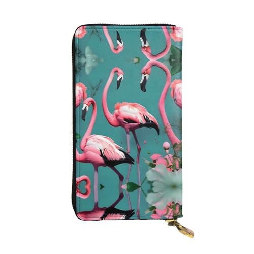 Ledergeldbörse mit Lavendelblüten für Damen und Herren, große Geldscheine mit 12 Kartenfächern, Brieftasche, Reisepasshülle, Flamingo Blumen, Einheitsgröße von LXqlSS