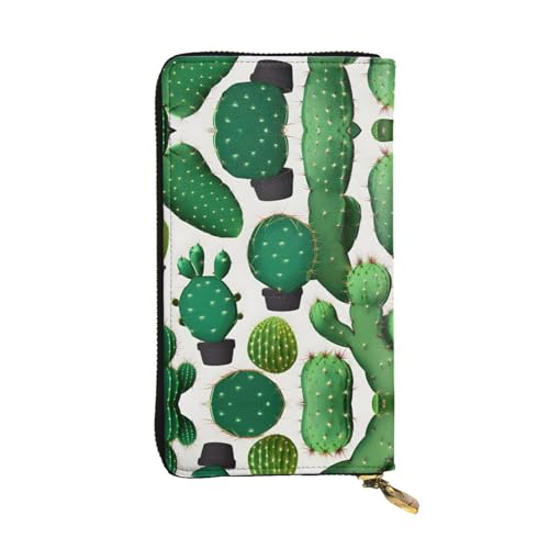 Ledergeldbörse mit Lavendelblüten für Damen und Herren, große Geldscheine mit 12 Kartenfächern, Brieftasche, Reisepasshülle, Grüner Kaktus, Einheitsgröße von LXqlSS