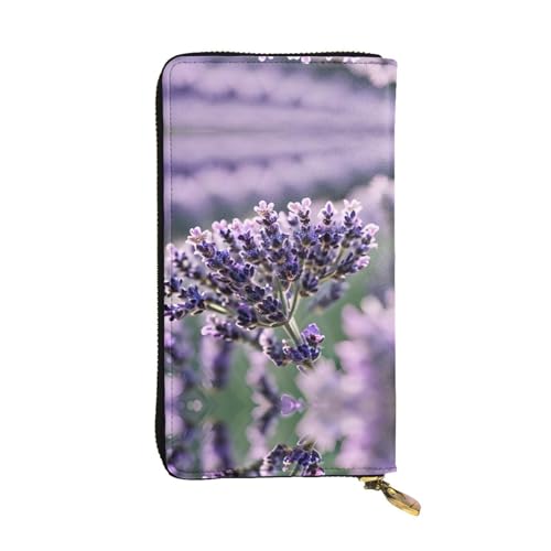 Ledergeldbörse mit Lavendelblüten für Damen und Herren, große Geldscheine mit 12 Kartenfächern, Brieftasche, Reisepasshülle, Lavendelblüte, Einheitsgröße von LXqlSS
