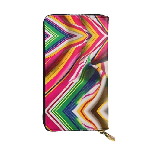 Ledergeldbörse mit Sternenhimmel, für Damen und Herren, große Geldscheine mit 12 Kartenfächern, Brieftasche, Reisepasshülle, Rainbow Stripe, Einheitsgröße von LXqlSS