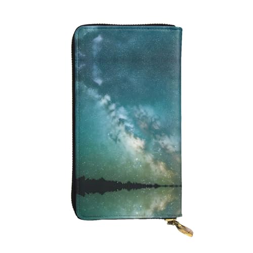 Ledergeldbörse mit Sternenhimmel, für Damen und Herren, große Geldscheine mit 12 Kartenfächern, Brieftasche, Reisepasshülle, Sternenhimmel Deep Outer Space, Einheitsgröße von LXqlSS