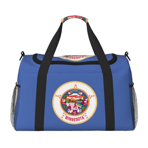 Minnesota State Flag Print Weekender Overnight Carry On Bag Gym Luggage Bag Duffel Bag for Travel Women, Schwarz, Einheitsgröße von LXqlSS