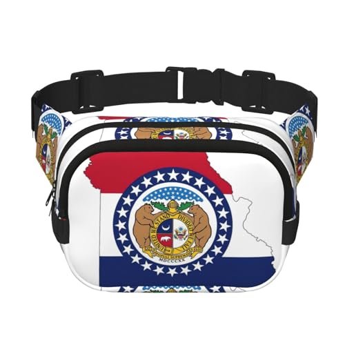 Missouri Bundesstaatsflagge, Kartendruck, niedlich, groß, schwarz, Gürteltasche für Damen, Umhängetasche, Nylon, modische Bauchtasche, Schwarz, Einheitsgröße Missouri Bundesstaatsflagge, Kartendruck, niedlich, groß, schwarz, Gürteltasche für Damen, Umhängetasche, Nylon, modische Bauchtasche, Schwarz, Einheitsgröße von LXqlSS