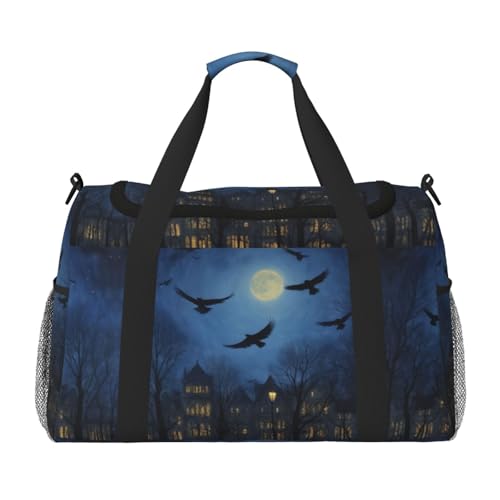 Night Sky Print Weekender Übernachtung Handgepäcktasche Gym Gepäck Tasche Seesack für Reisen Damen, Schwarz, Einheitsgröße von LXqlSS