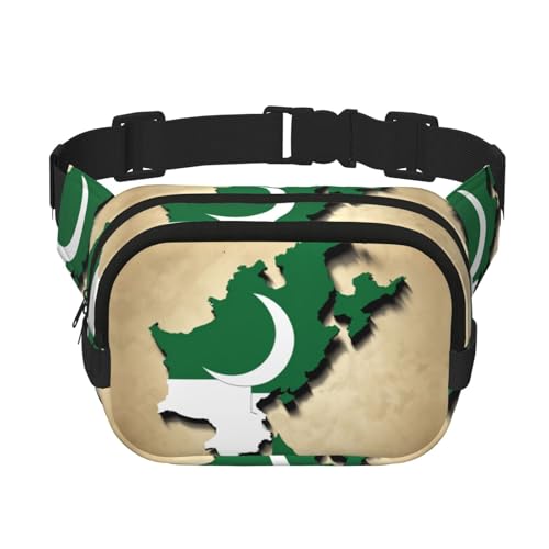 Pakistan-Flaggenkarte mit Mondaufdruck, niedlich, groß, schwarz, Gürteltasche für Damen, Umhängetasche, Nylon, modische Bauchtasche, Schwarz, Einheitsgröße Pakistan-Flaggenkarte mit Mondaufdruck, niedlich, groß, schwarz, Gürteltasche für Damen, Umhängetasche, Nylon, modische Bauchtasche, Schwarz, Einheitsgröße von LXqlSS