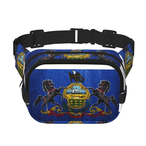 Pennsylvania Bundesstaatsflagge, Kartendruck, niedlich, groß, schwarz, Gürteltasche für Damen, Umhängetasche, Nylon, modische Bauchtasche, Schwarz, Einheitsgröße Pennsylvania Bundesstaatsflagge, Kartendruck, niedlich, groß, schwarz, Gürteltasche für Damen, Umhängetasche, Nylon, modische Bauchtasche, Schwarz, Einheitsgröße von LXqlSS